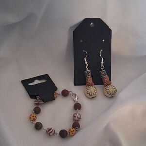 Bohemian Floral Earrings and Bracelet Set